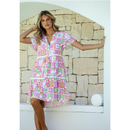 MISS MARLOW DAISY SQUARE MINI DRESS - PINK LIME [SZ:8]