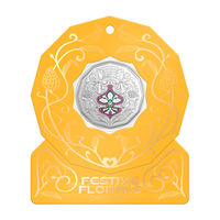 ROYAL AUSTRALIAN MINT 50 CENT 2025 UNCIRCULATED COIN - CHRISTMAS FESTIVE FLORALS