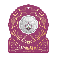 ROYAL AUSTRALIAN MINT 50 CENT 2025 UNCIRCULATED COIN - CHRISTMAS FESTIVE FLORALS