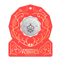 ROYAL AUSTRALIAN MINT 50 CENT 2025 UNCIRCULATED COIN - CHRISTMAS FESTIVE FLORALS