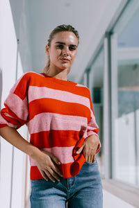 MISS MARLOW BRADY KNIT - RED & PINK STRIPE [SZ:S/M]
