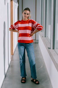 MISS MARLOW BRADY KNIT - RED & PINK STRIPE [SZ:S/M]