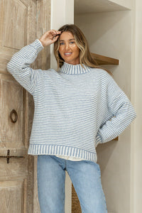 MISS MARLOW BILLIE KNIT - BLUE & WHITE STRIPE [SZ:S/M]