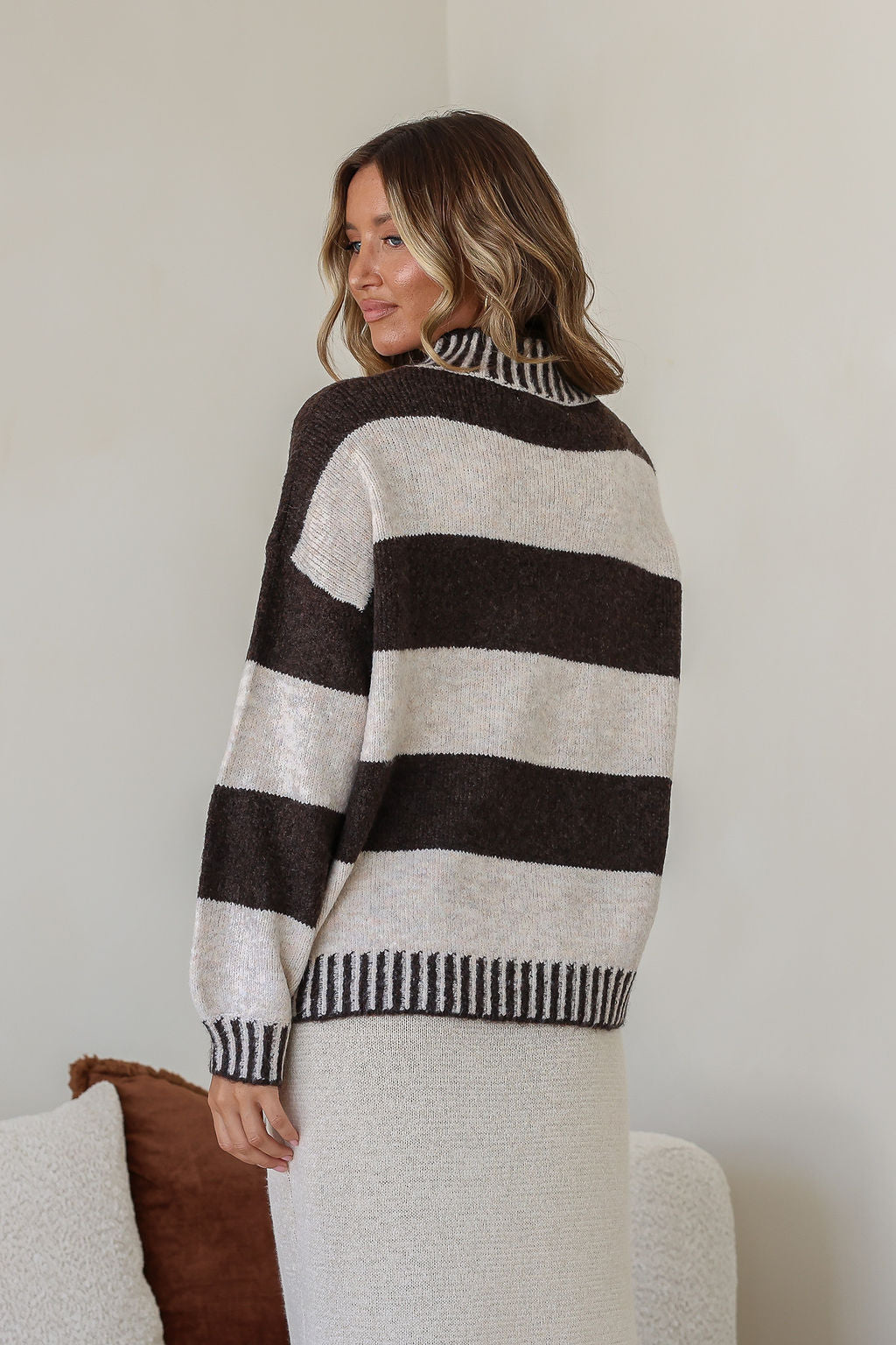 MISS MARLOW TILLY KNIT - BROWN & CREAM STRIPE