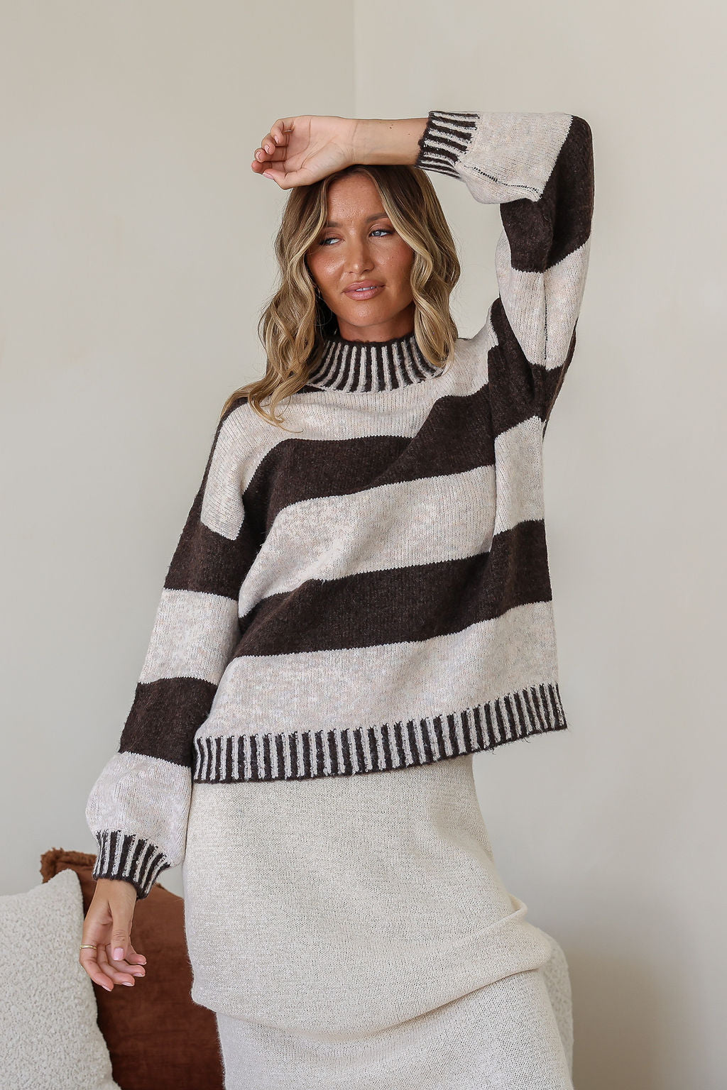 MISS MARLOW TILLY KNIT - BROWN & CREAM STRIPE M/L