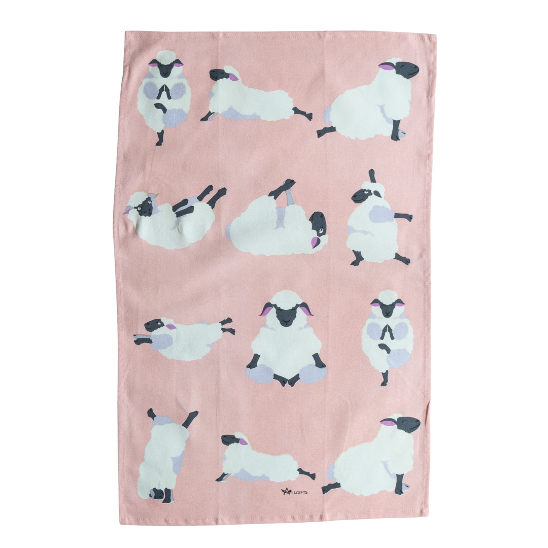 ALLGIFTS AUSTRALIA COTTON TEA TOWEL - YOGA SHEEP