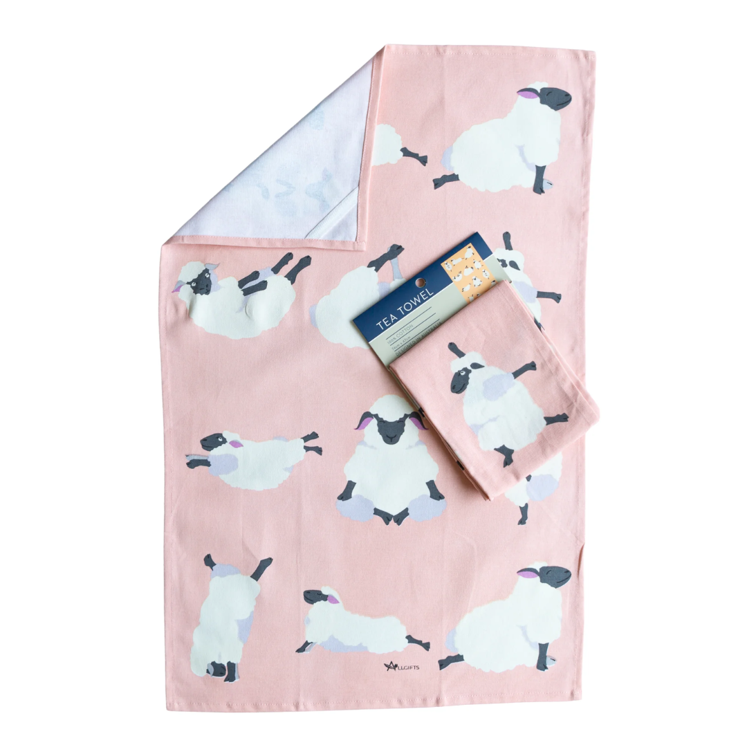 ALLGIFTS AUSTRALIA COTTON TEA TOWEL - YOGA SHEEP