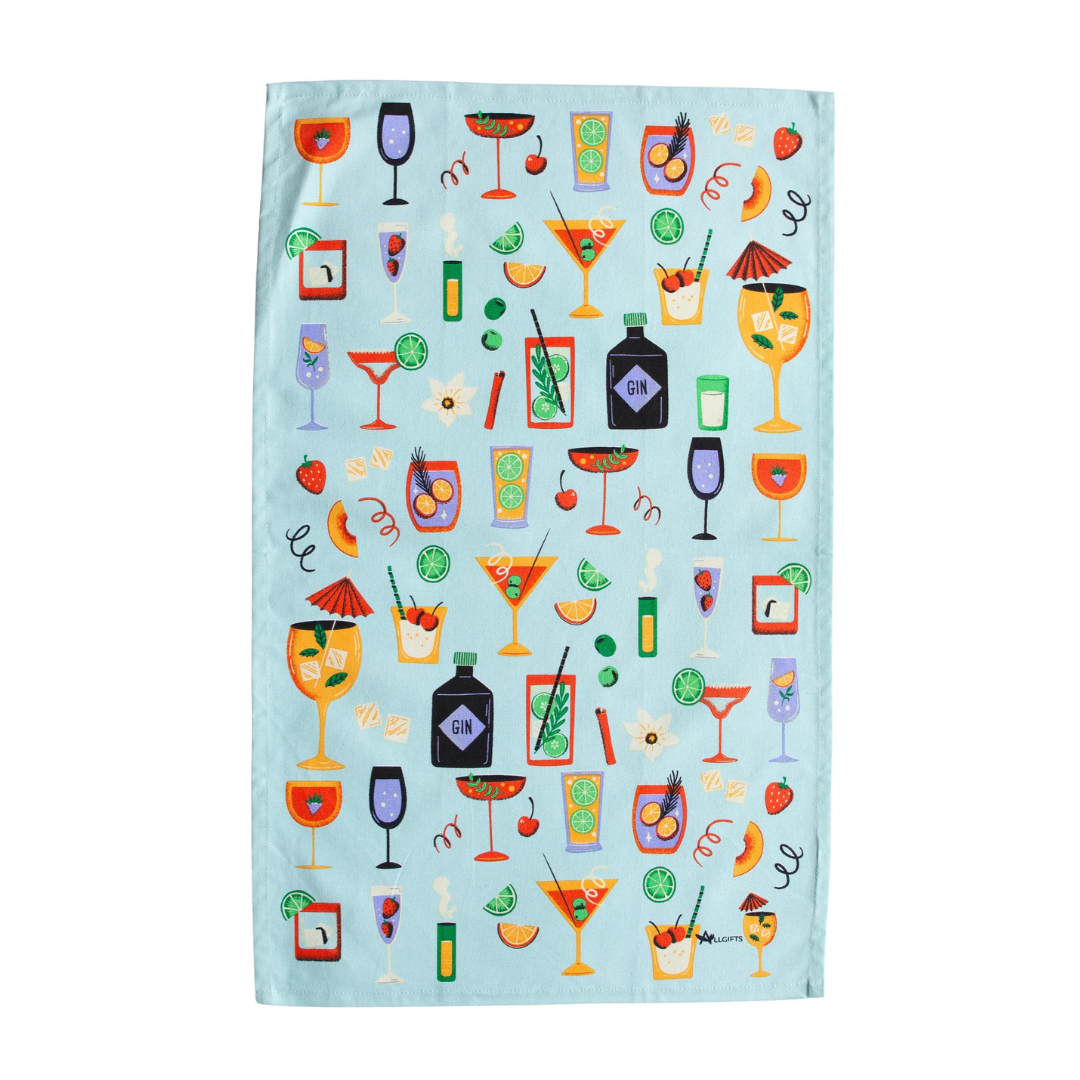 ALLGIFTS AUSTRALIA COTTON TEA TOWEL - COCKTAILS