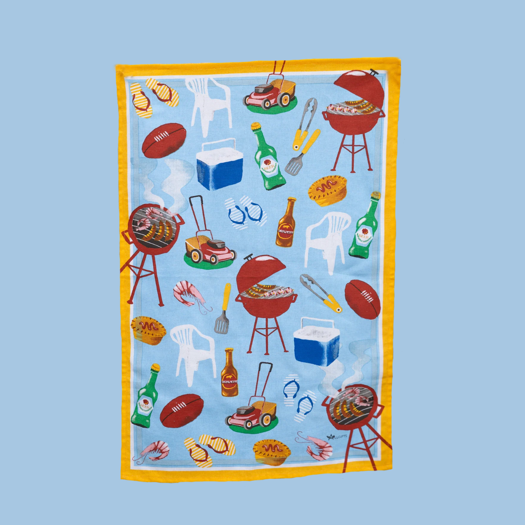 ALLGIFTS AUSTRALIA COTTON TEA TOWEL - AUSSIE ICONS
