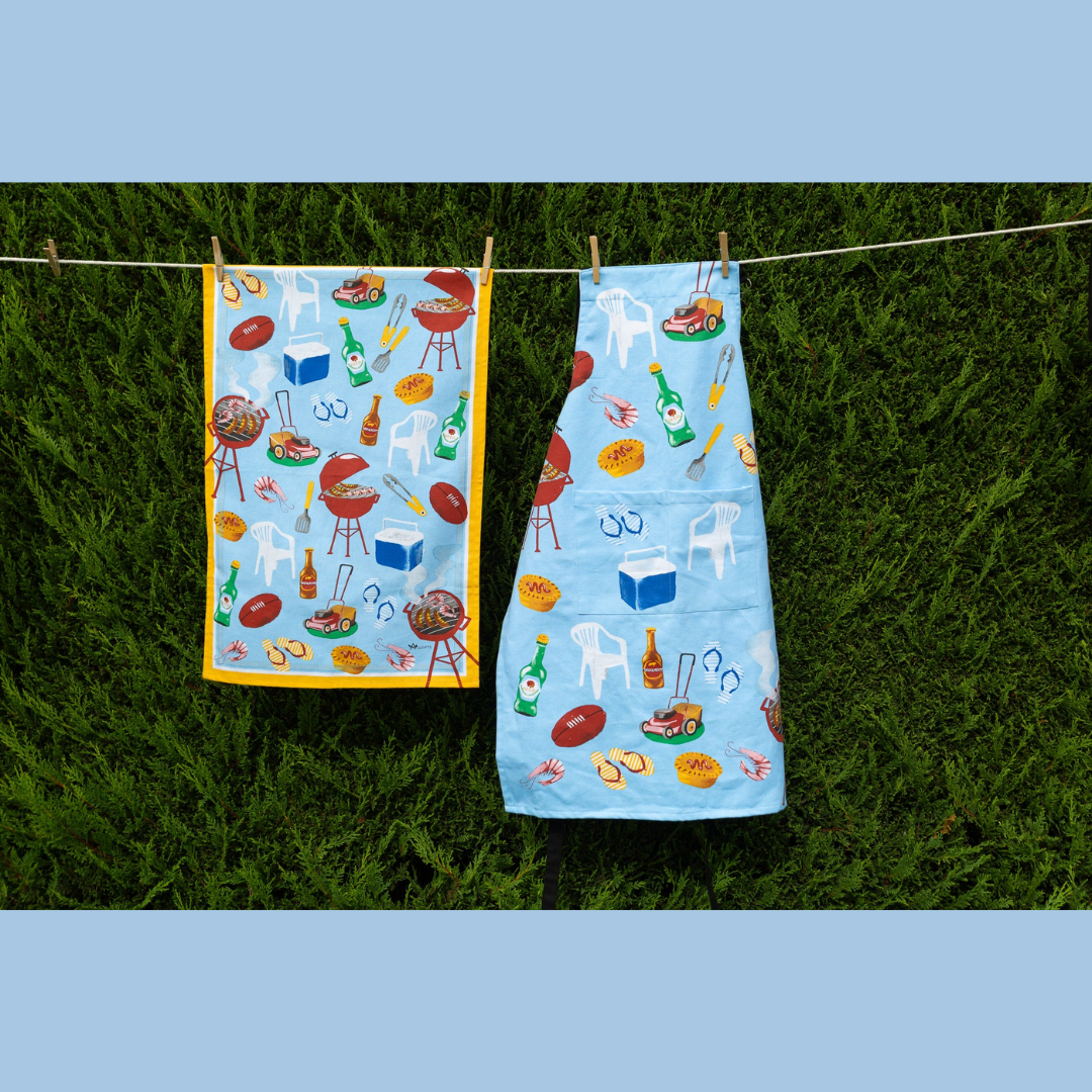 ALLGIFTS AUSTRALIA COTTON TEA TOWEL - AUSSIE ICONS
