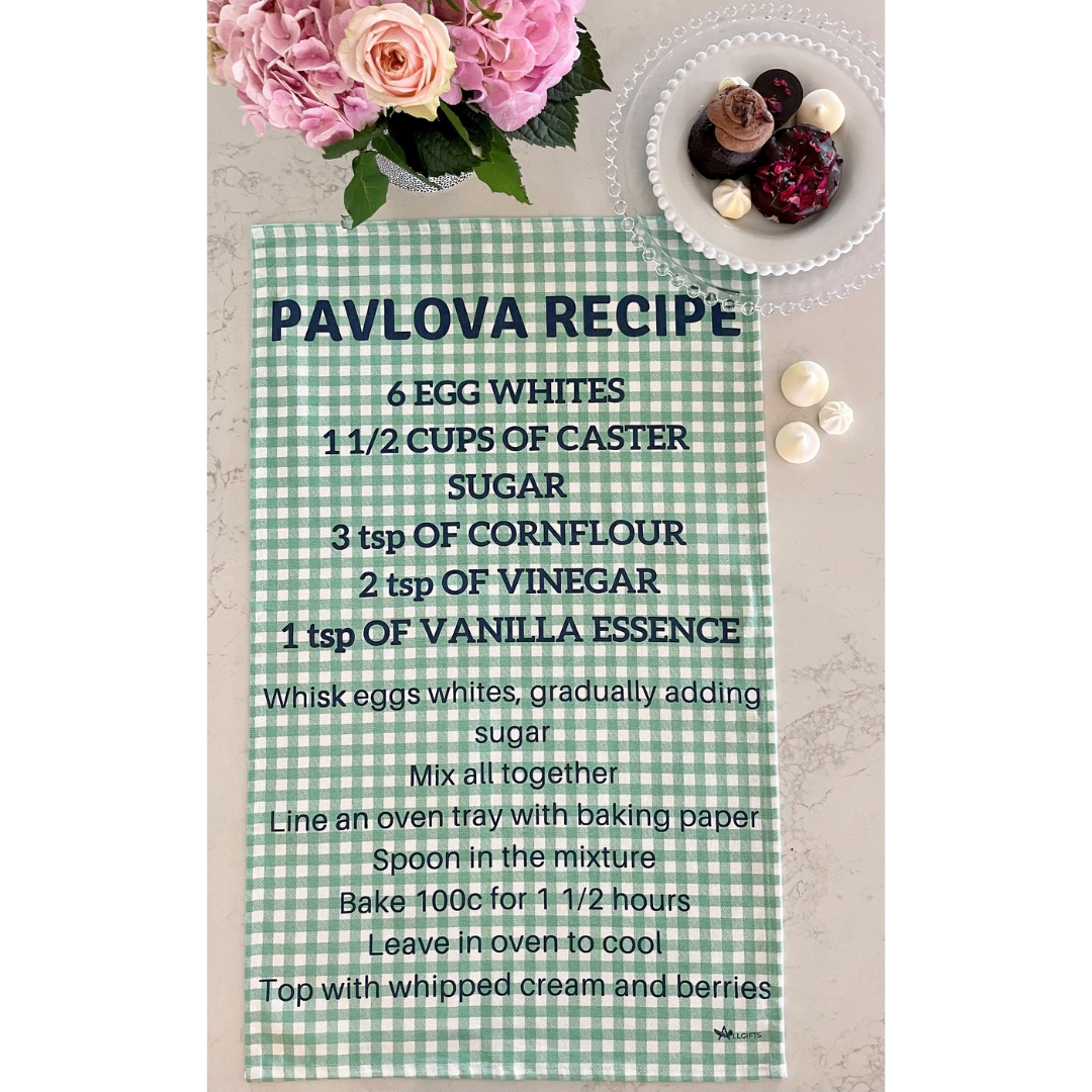 ALLGIFTS AUSTRALIA COTTON TEA TOWEL - PAVLOVA RECIPE
