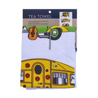 ALLGIFTS AUSTRALIA COTTON TEA TOWEL - RETRO CARAVANS