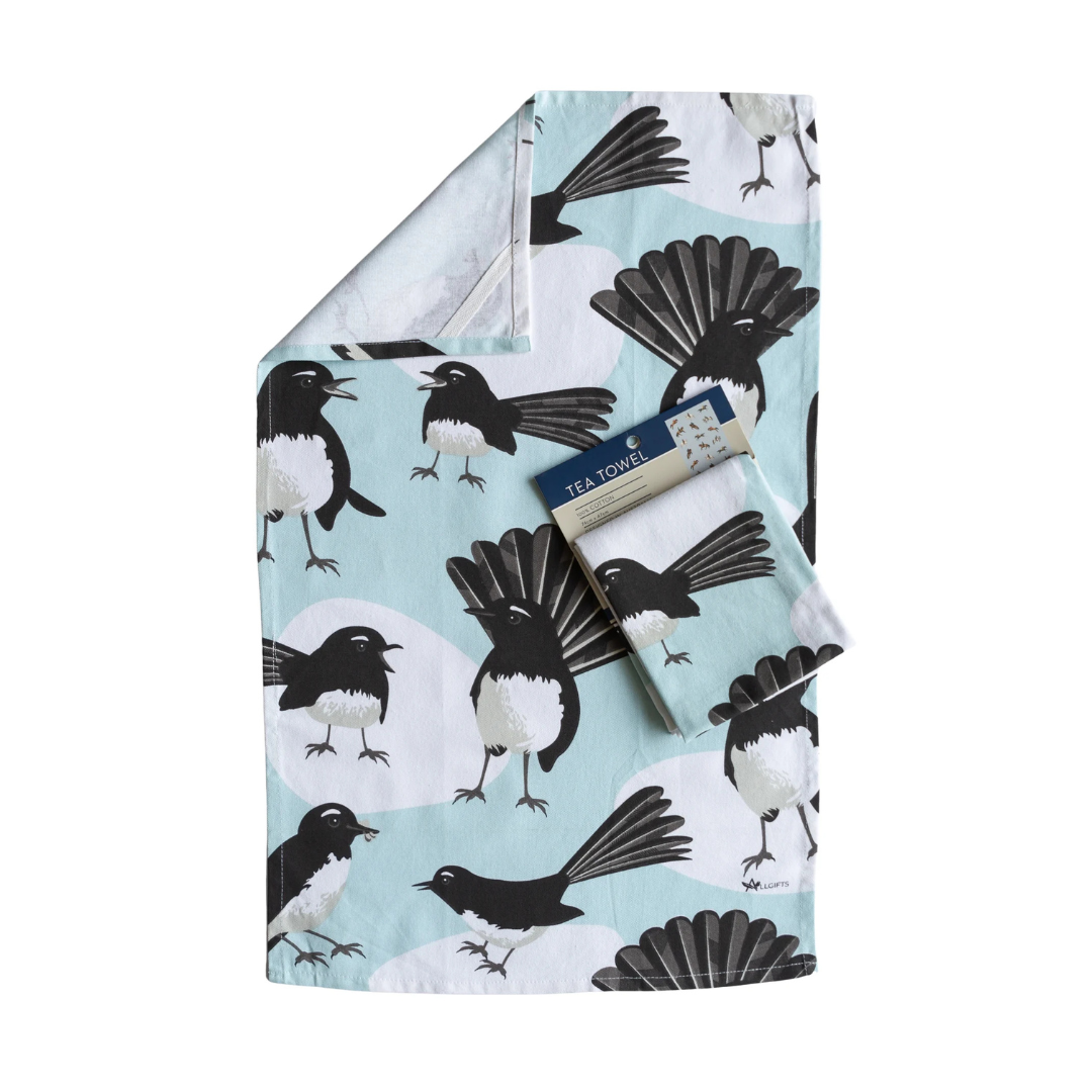 ALLGIFTS AUSTRALIA TEA TOWEL - WILLIE WAGTAIL