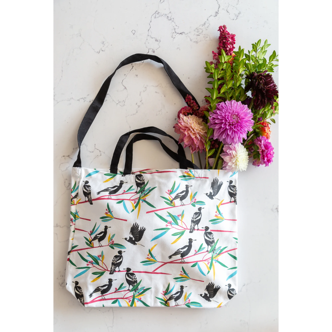 ALLGIFTS AUSTRALIA COTTON TOTE BAG - MAGPIES