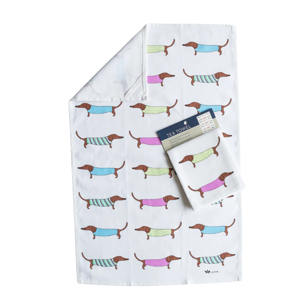 ALLGIFTS AUSTRALIA COTTON TEA TOWEL - SAUSAGE DOGS