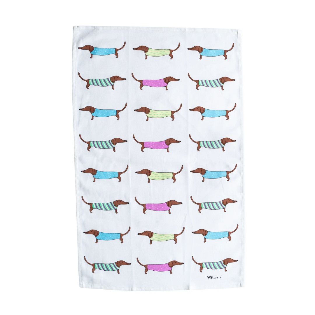 ALLGIFTS AUSTRALIA COTTON TEA TOWEL - SAUSAGE DOGS