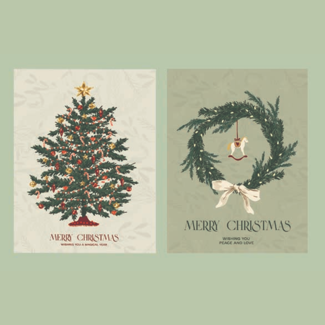 PAPERSTREET BOXED CHARITY CHRISTMAS CARDS 10pk 2 DESIGNS - CLASSIC CHRISTMAS