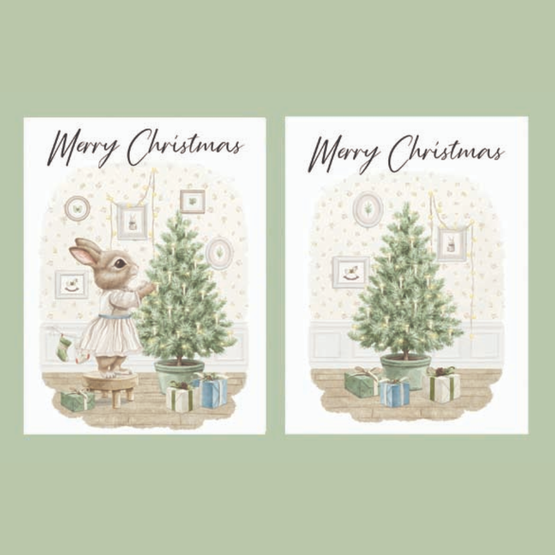 PAPERSTREET BOXED CHARITY CHRISTMAS CARDS 10pk 2 DESIGNS - BUNNY TREE