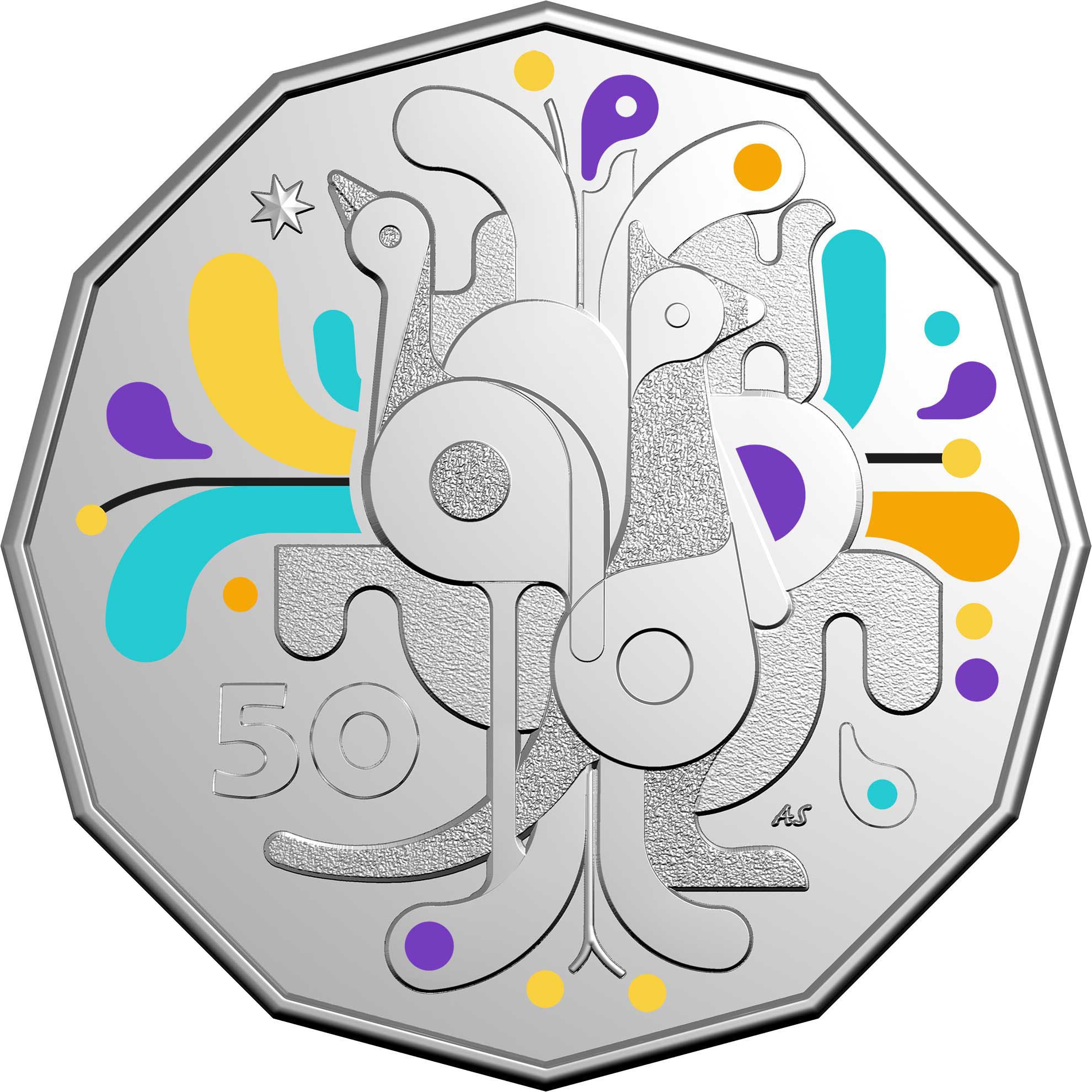 ROYAL AUSTRALIAN MINT 50 CENT UNCIRCULATED 2025 COLOURED COIN 'CELEBRATIONS'