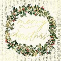 HENDERSON GREETINGS BOXED CHRISTMAS CARDS LUXURY 8pk - GOLD WREATH
