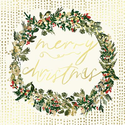 HENDERSON GREETINGS BOXED CHRISTMAS CARDS LUXURY 8pk - GOLD WREATH