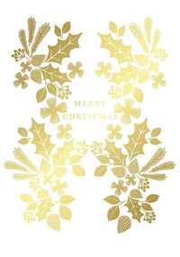 HENDERSON GREETINGS BOXED CHRISTMAS CARDS 10 PACK - GOLD FOLIAGE