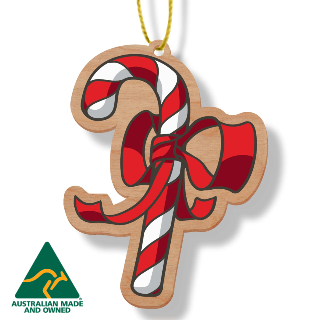 ARTICO WOODEN CHRISTMAS ORNAMENT - CANDY CANE