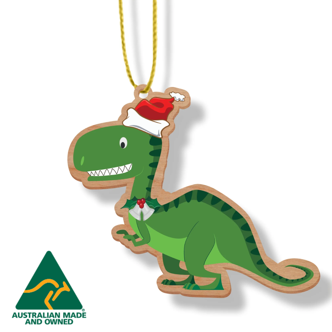 ARTICO WOODEN CHRISTMAS ORNAMENT - T-REX