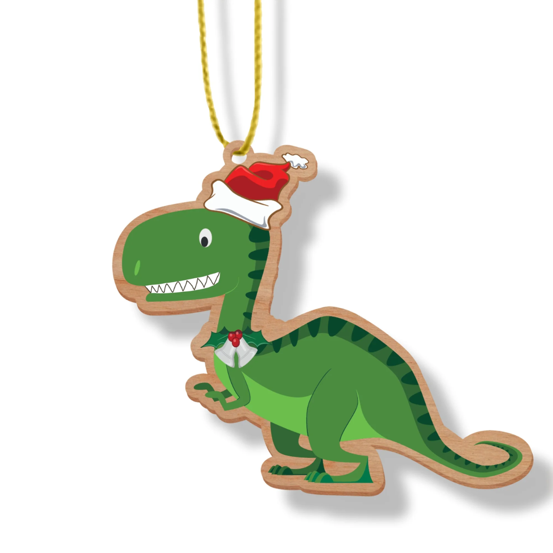 ARTICO WOODEN CHRISTMAS ORNAMENT - T-REX