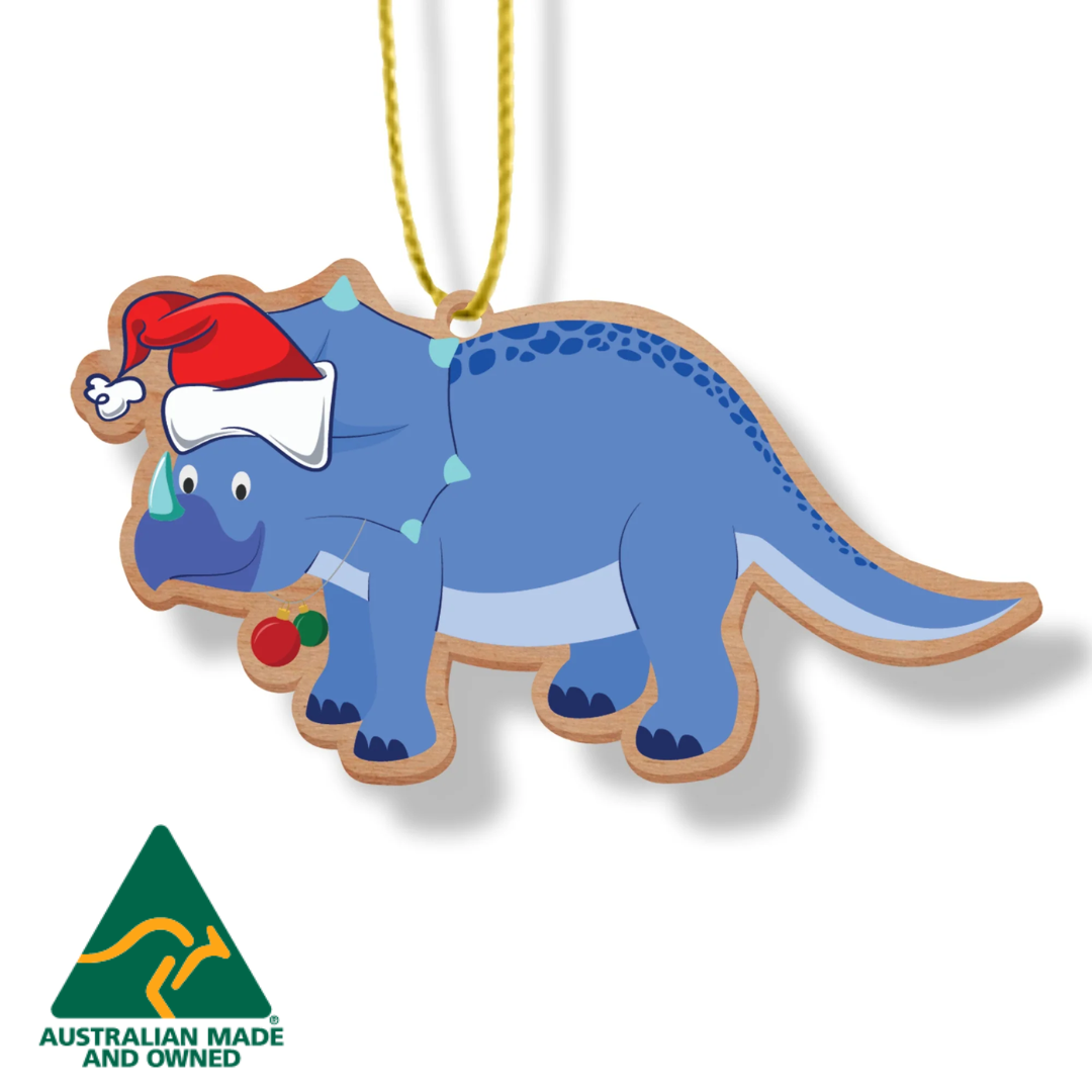 ARTICO WOODEN CHRISTMAS ORNAMENT - TRICERATOPS