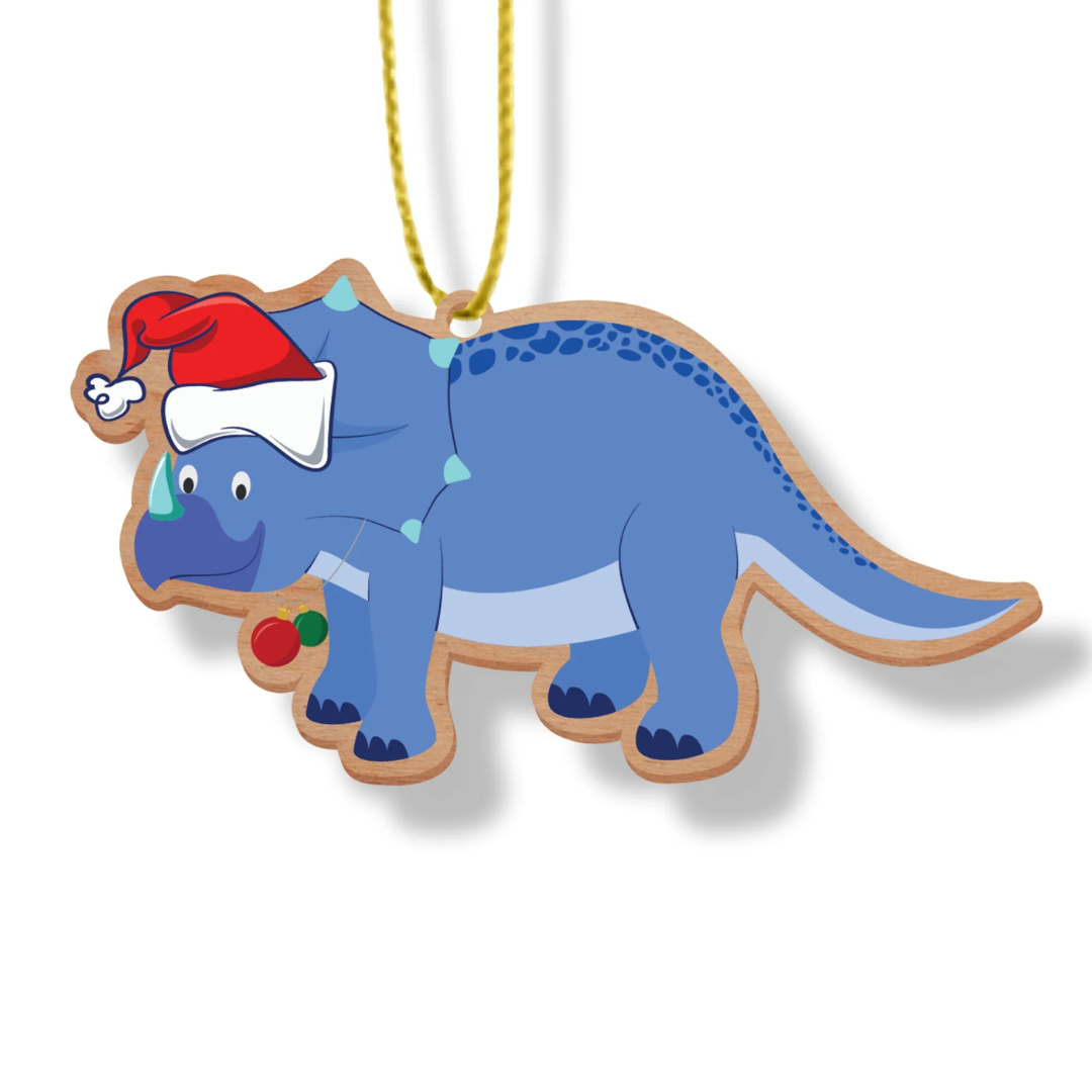 ARTICO WOODEN CHRISTMAS ORNAMENT - TRICERATOPS