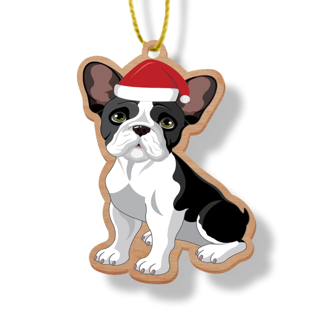 ARTICO WOODEN CHRISTMAS ORNAMENT - FRENCH BULLDOG