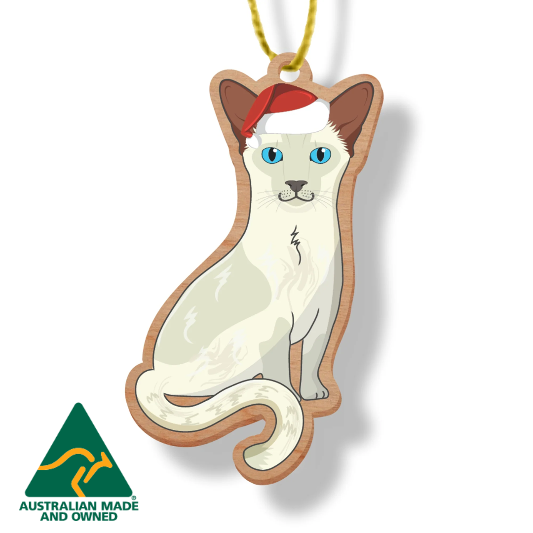 ARTICO WOODEN CHRISTMAS ORNAMENT - WHITE CAT