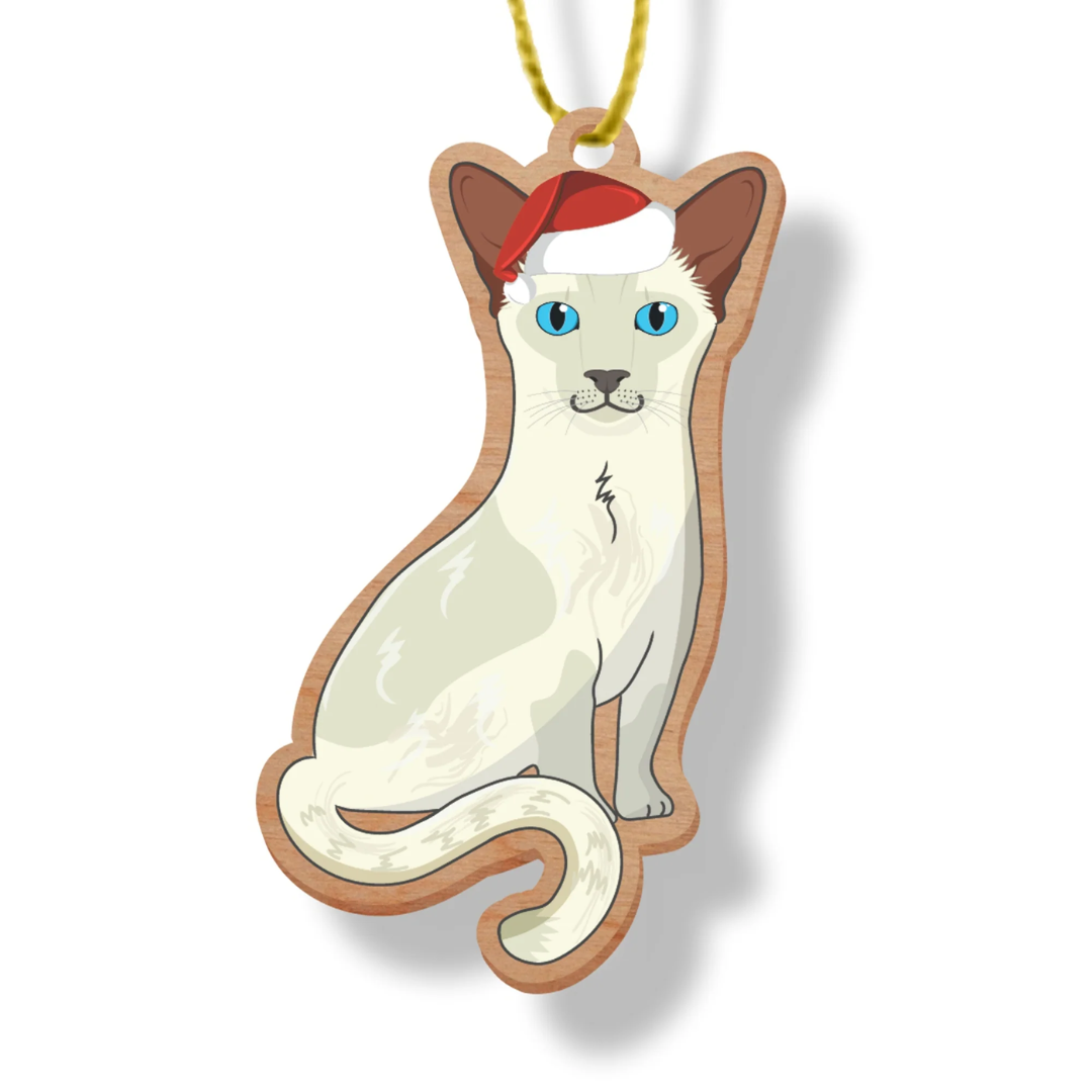 ARTICO WOODEN CHRISTMAS ORNAMENT - WHITE CAT