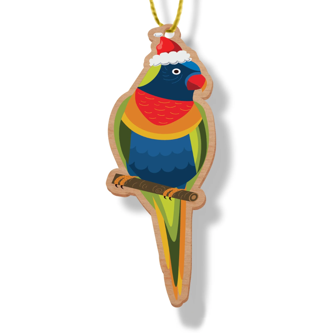 ARTICO WOODEN CHRISTMAS ORNAMENT - RAINBOW LORIKEET