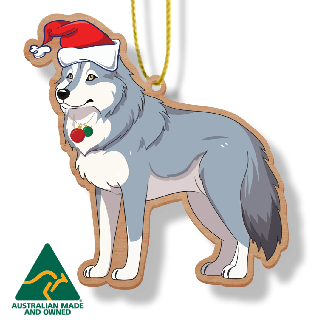 ARTICO WOODEN CHRISTMAS ORNAMENT - WINTER WOLF