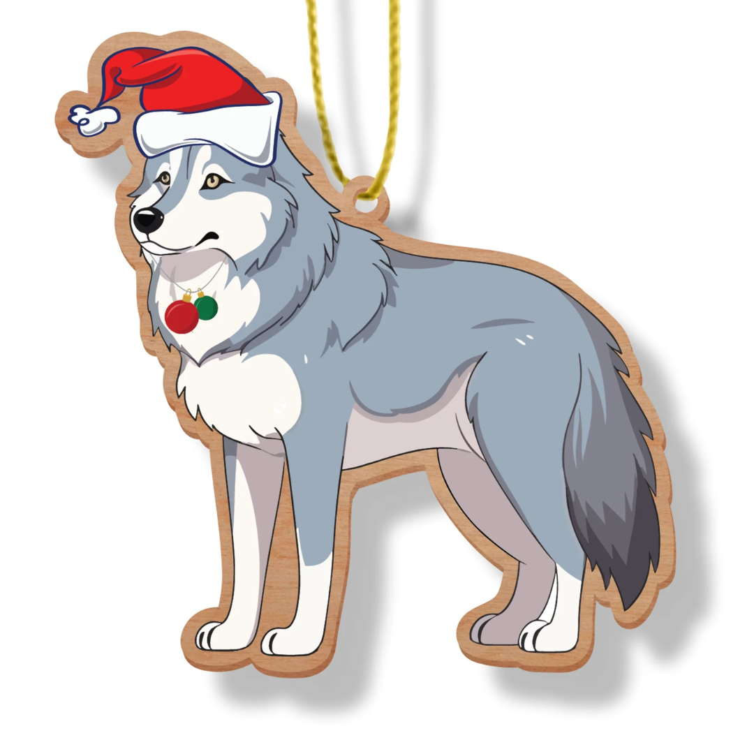 ARTICO WOODEN CHRISTMAS ORNAMENT - WINTER WOLF