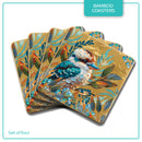 LISA POLLOCK BAMBOO COASTER SET OF 4 - CHARMING KOOKABURRA