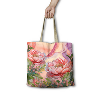 LISA POLLOCK REUSABLE SHOPPING BAG - CORAL PEONY