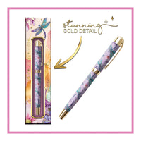 LISA POLLOCK PRINTED PEN IN GIFT BOX - DELIGHTFUL DRAGONFLIES