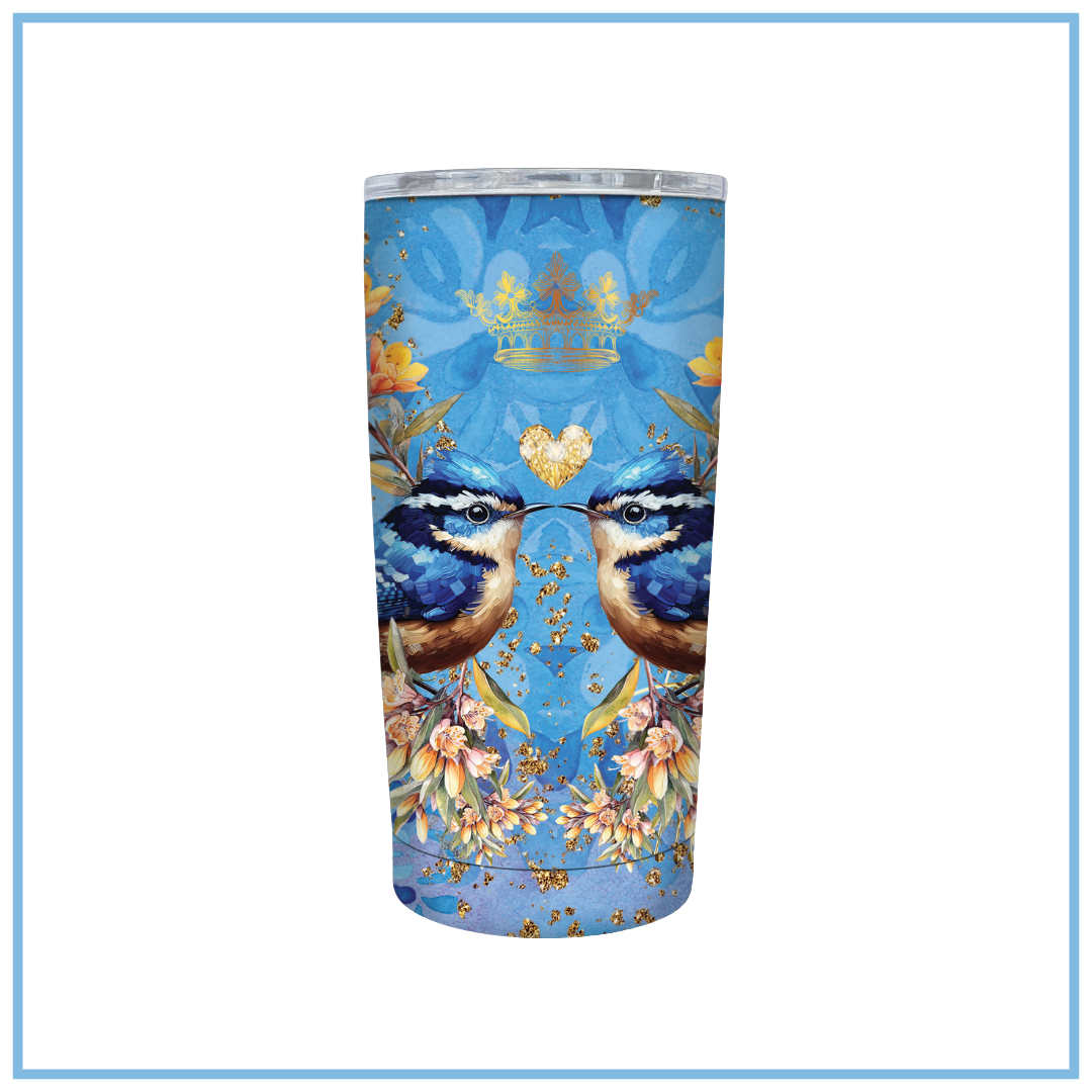 LISA POLLOCK STAINLESS STEEL ROADIE 600ml - ROYAL WRENS