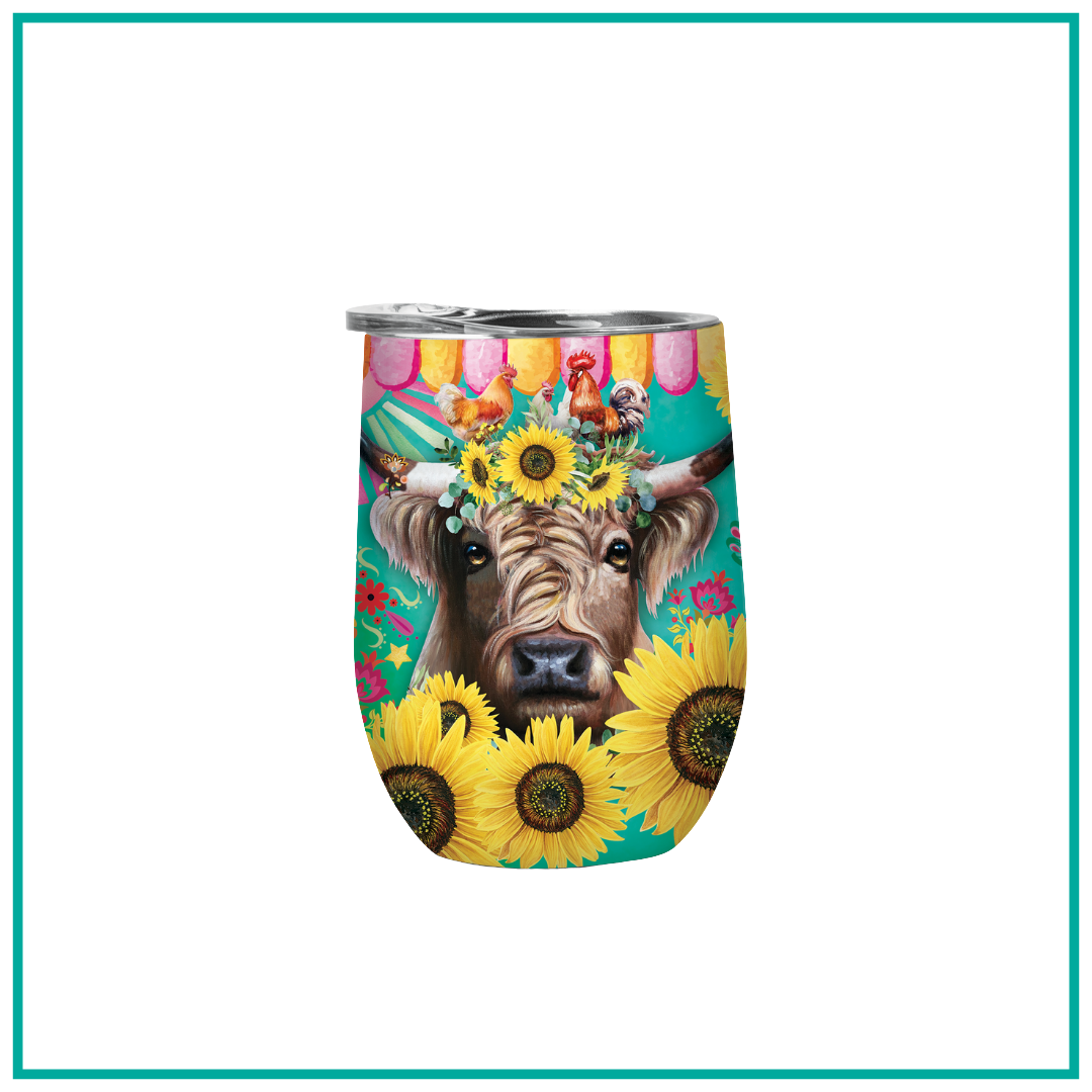 LISA POLLOCK STAINLESS STEEL BEVVY 350ml - CARNIVAL COW
