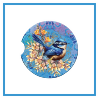 LISA POLLOCK CERAMIC CAR COASTER [DES:ROYAL WREN]