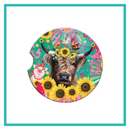 LISA POLLOCK CERAMIC CAR COASTER [DES:CARNIVAL COW]