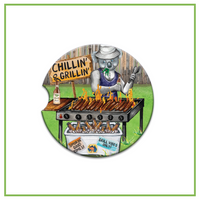 LISA POLLOCK CERAMIC CAR COASTER - CHILLIN' & GRILLIN' [DES:CHIILLIN' N GRILLIN']