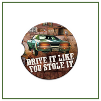 LISA POLLOCK CERAMIC CAR COASTER - STOLE IT [DES:LIKE YOU STOLE IT]