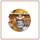 LISA POLLOCK CERAMIC CAR COASTER - BEER O'CLOCK [DES:BEER O'CLOCK]