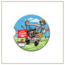 LISA POLLOCK CERAMIC CAR COASTER - BIRDIE GOLF [DES:BIRDIE GOLF]