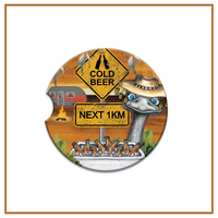 LISA POLLOCK CERAMIC CAR COASTER - COLD BEER [DES:COLD BEER]