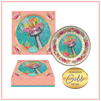 LISA POLLOCK CERAMIC TRINKET DISH w GOLD DETAILING & GIFT BOX - EDNA EMU